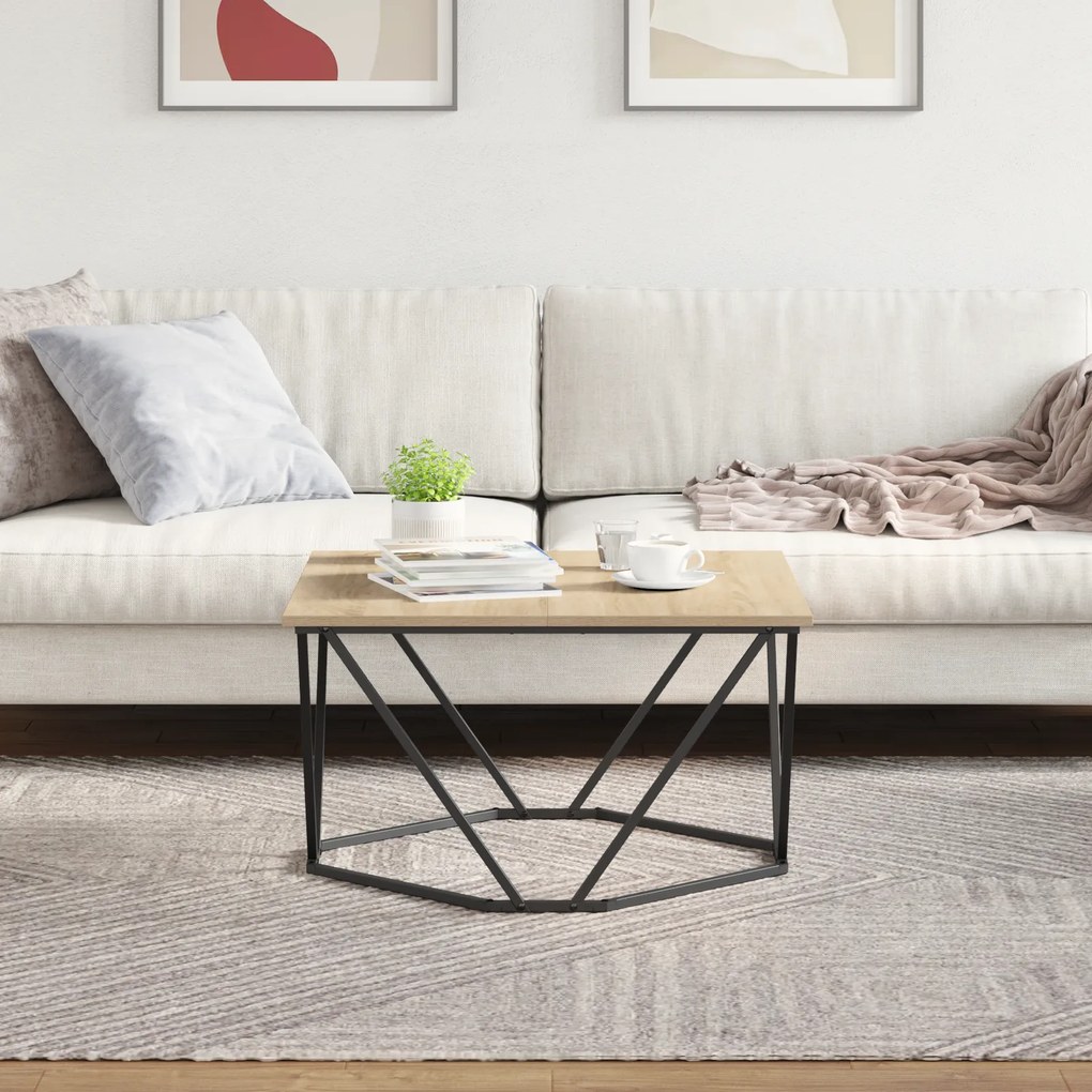 Mesa de Centro Carvalho Sonoma 80x80x45 cm Madeira de engenharia