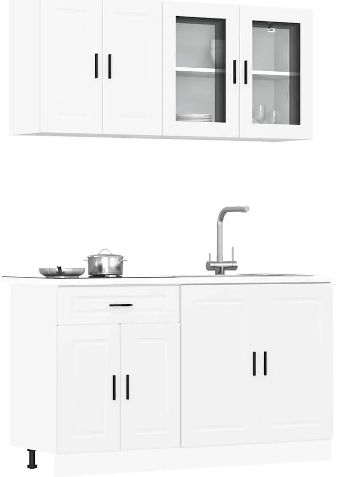 4 peças armário de cozinha conjunto Kalmar branco