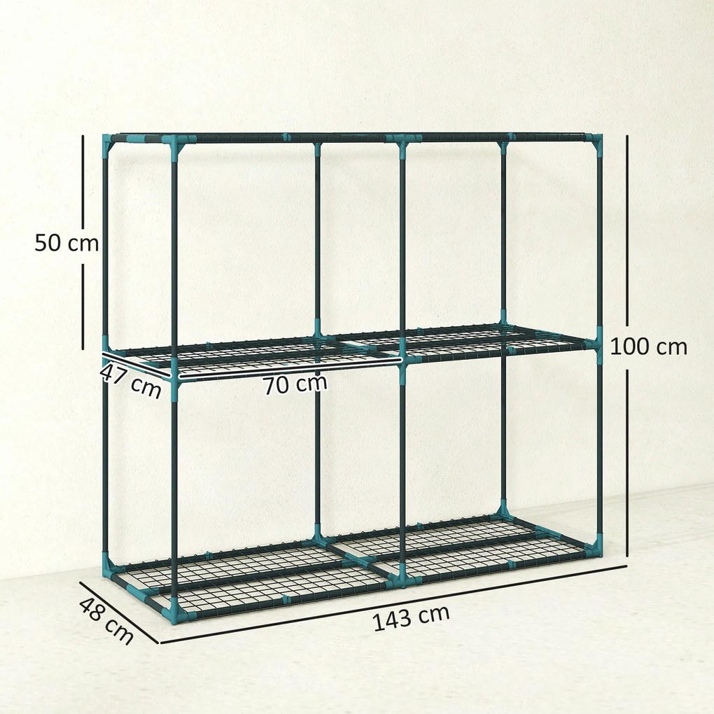 Suporte para Plantas de 3 Níveis Estante para Plantas de Aço para Interior e Exterior 143x48x100 cm Verde