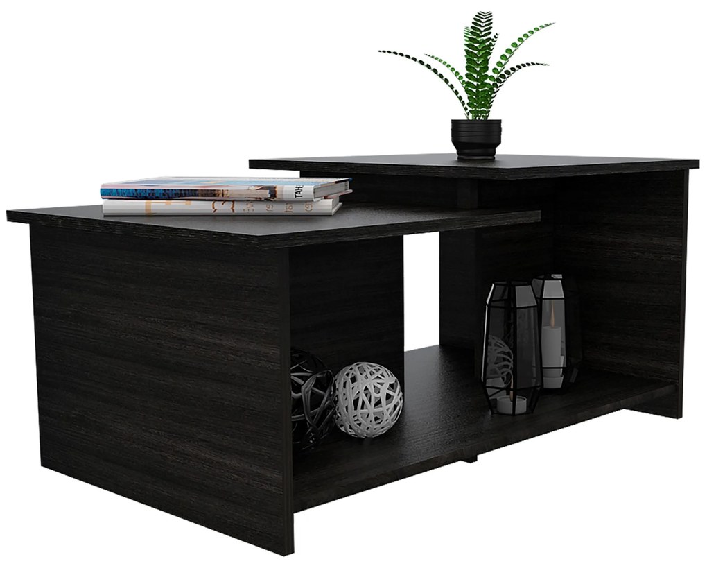 Mesa de centro Wema com arrumação aberta 42 x 89 x 53 Cm, Cinzenta