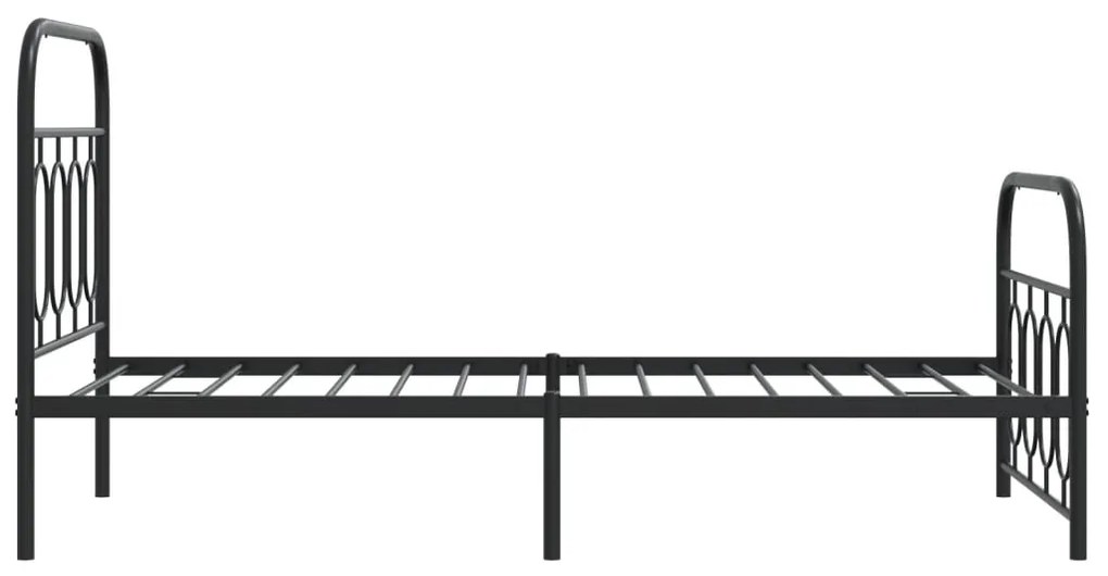 Estrutura de cama com cabeceira e pés 90x190 cm metal preto