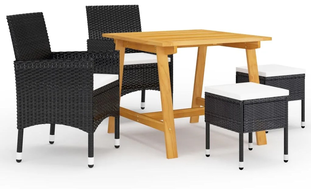 vidaXL 5 pcs conjunto de jantar para jardim preto
