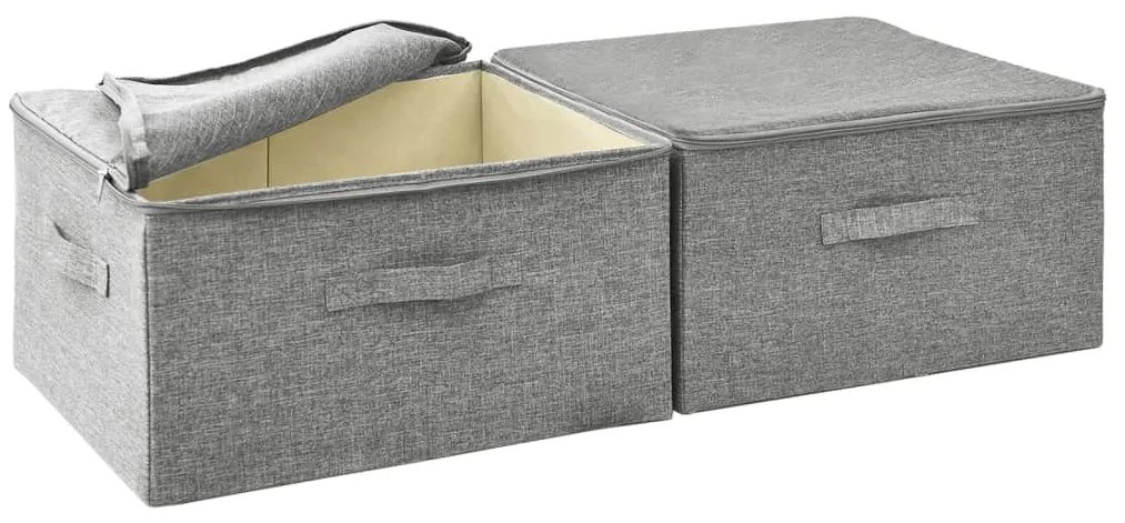 Caixas de arrumação 2 pcs 43x34x23 cm tecido cinzento