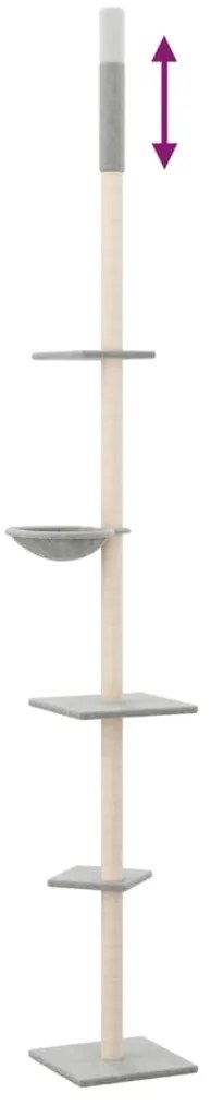 Árvore gatos altura ajust. chão-teto 263,5-289,5 cm cinza-claro