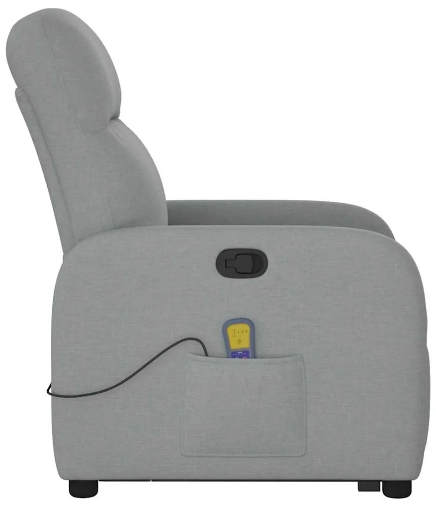 Poltrona reclinável massagens tecido cinzento-claro