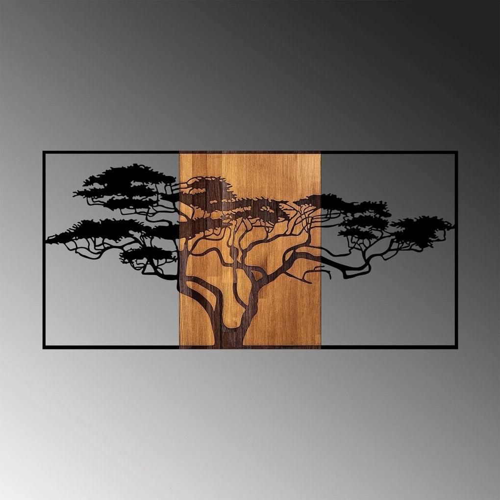 Acessório Decorativo de Parede Acácia – Preto e Nogueira – 147 x 3 x 7