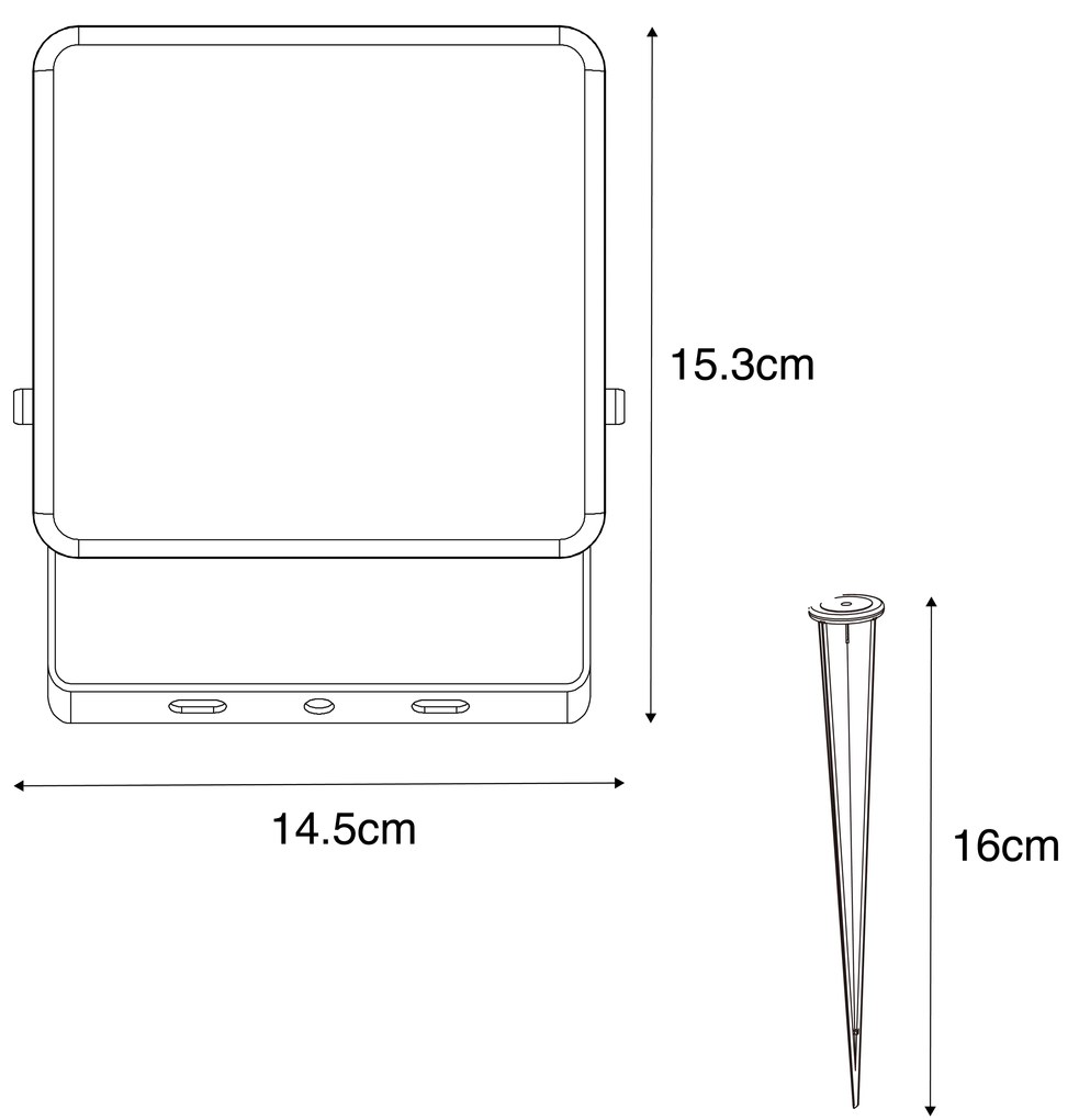 Projetores inteligentes pretos 14,5 cm incl. LED IP65 com estaca para o chão - Ruud Moderno