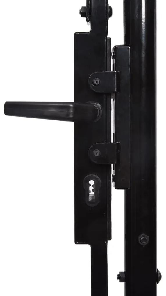 Portão de vedação individual topo em espeto aço 1x2 m preto