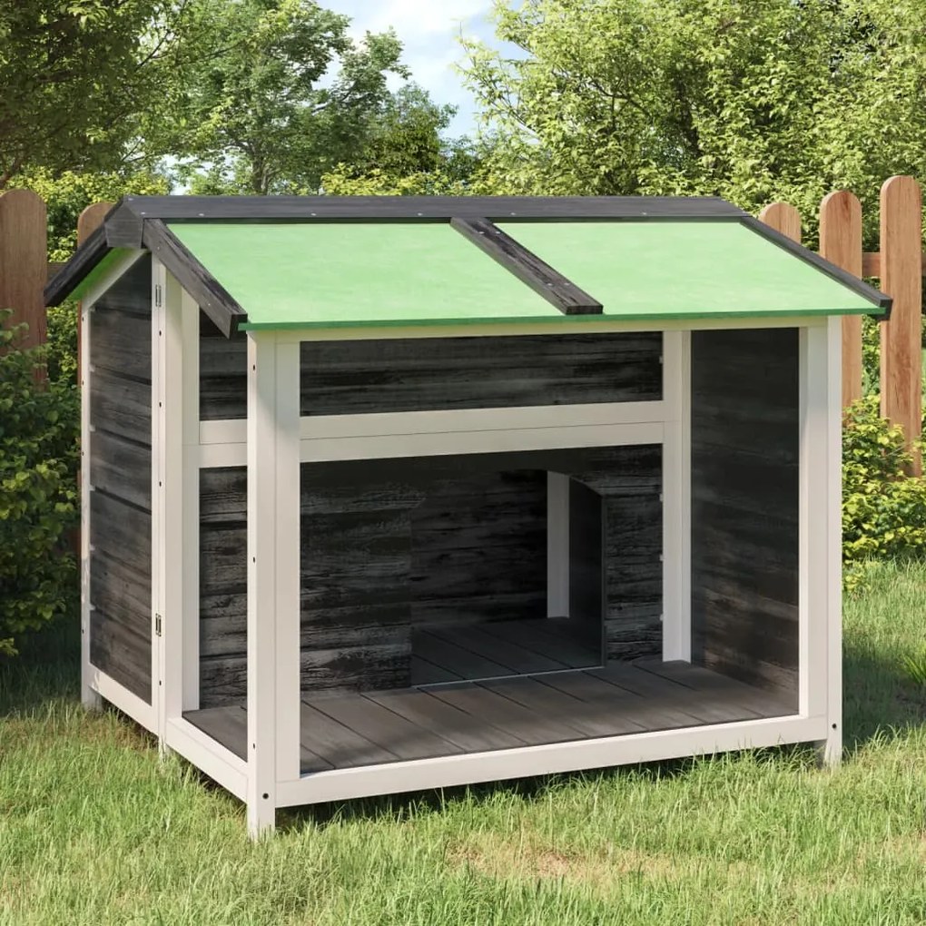 vidaXL Casota para cães 96x87x80,5 cm pinho maciço cinzento