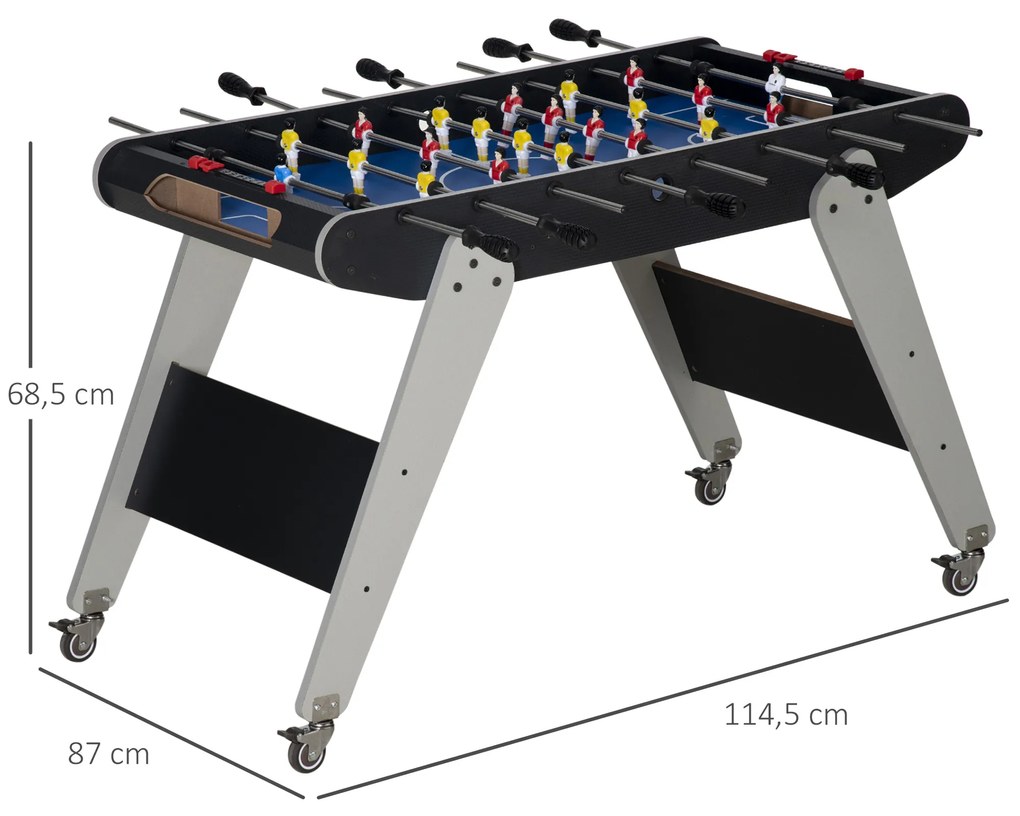 Matraquilho para Crianças acima de 7 Anos Matraquilho com Rodas 114x87x68,5cm com 2 Bolas 8 Hastes 2 Marcadores de Pontos 11 Jogadores para Famílias F