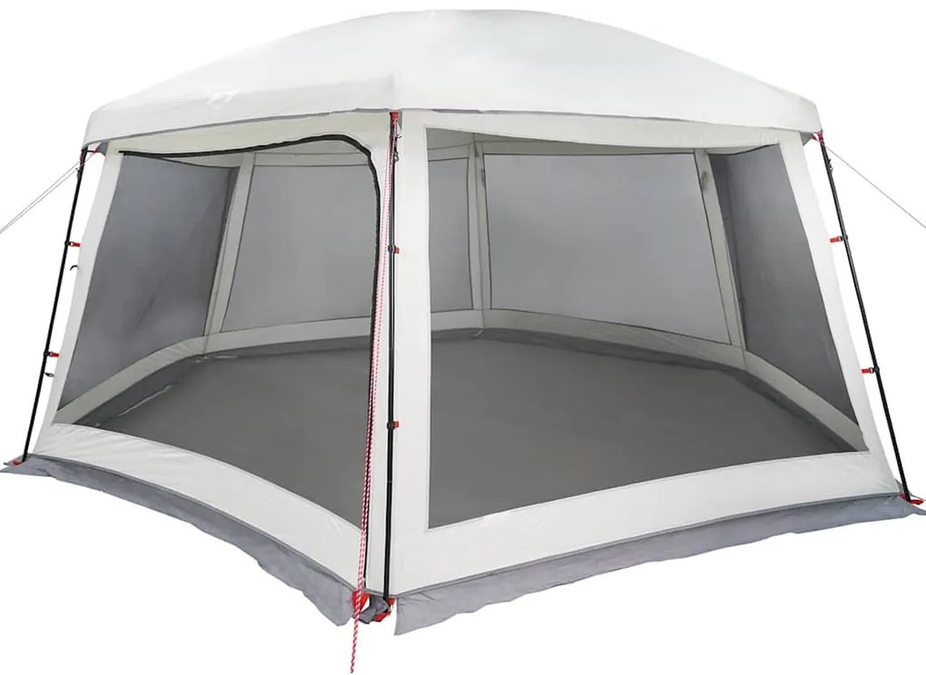 Tenda para piscina c/ mosca amovível e paredes de rede cinzento