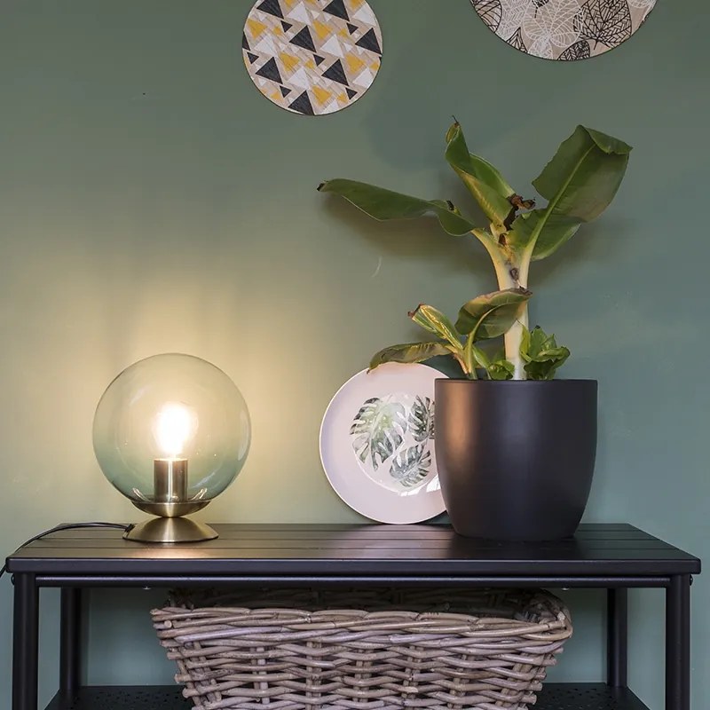 Candeeiro de mesa Art Déco em latão com vidro azul - Pallon