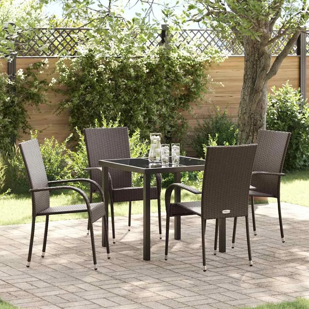 vidaXL Conjunto de Jantar para Jardim 5 pcs Castanho Rattan de PE