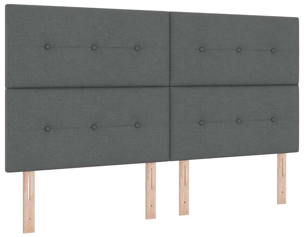 Cama Box Spring com Colchão e LED - Cinza Escuro, 180 x 200 cm Tecido