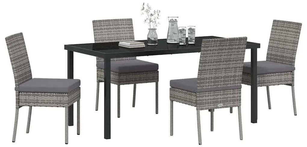 Conjunto de jantar de jardim com 5 peças em rattan sintético cinza.