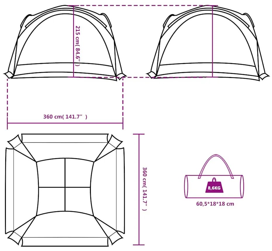 Tenda de festas impermeável verde