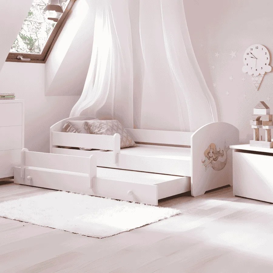 Cama de casal Sereia Luk 160x80 - Branco -colchão e estrado incluído