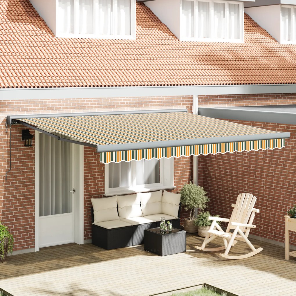 Toldo Retrátil Manual vidaXL com LED Verde e Branco 400x350 cm