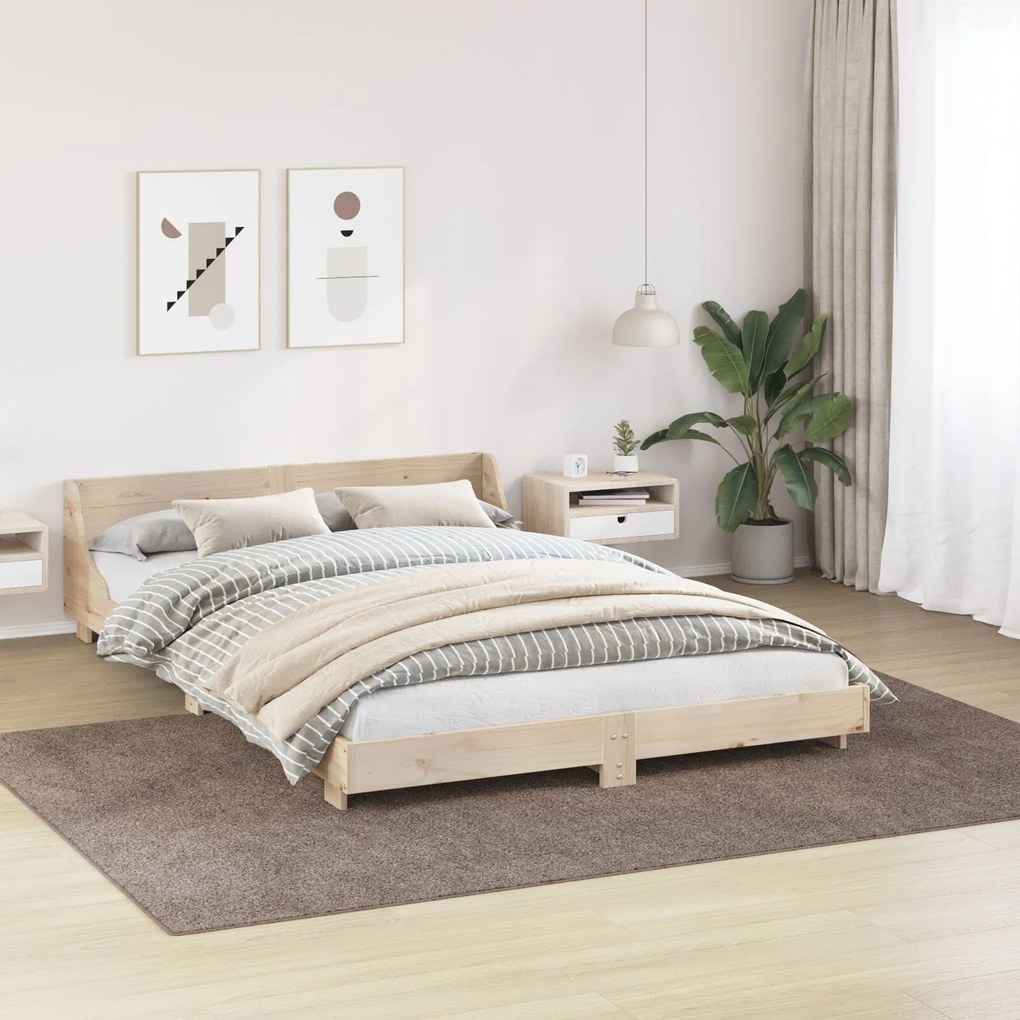 Tapete Shaggy vidaXL com base em látex Marrom 200x290 cm