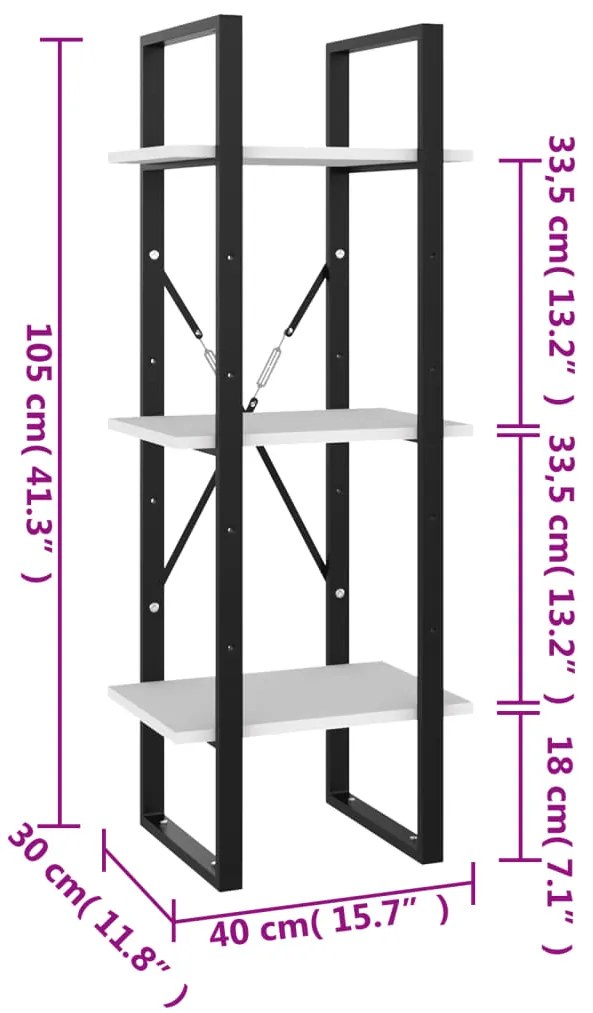 Estante c/ 3 prateleiras derivados de madeira branco