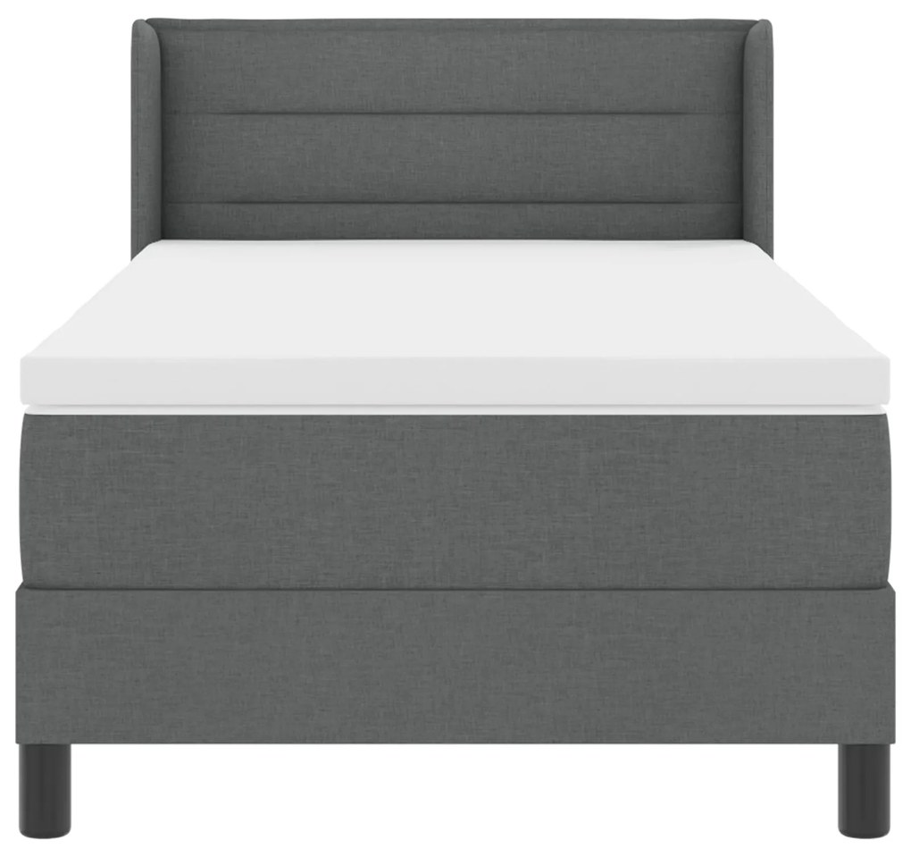 Cama Box vidaXL com Colchão Cinza Escuro 90x200 cm Tecido, Cabeceira c
