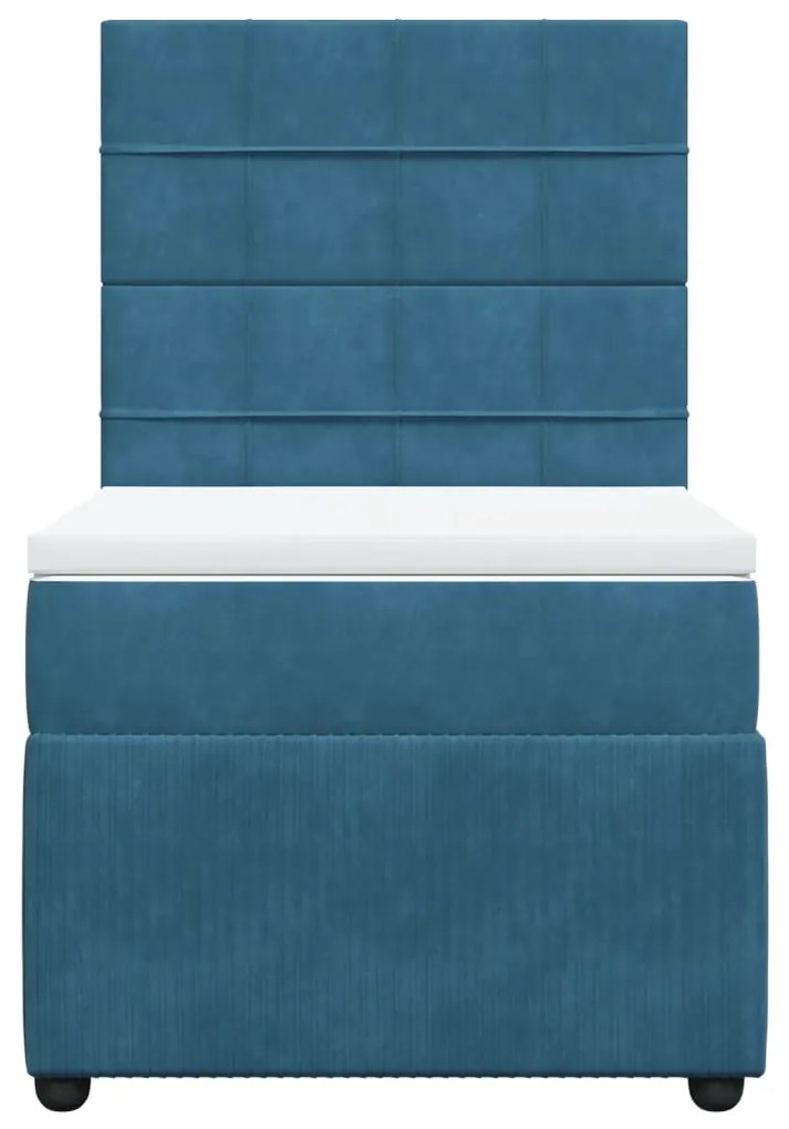 Cama boxspring com colchão 90x190 cm veludo azul