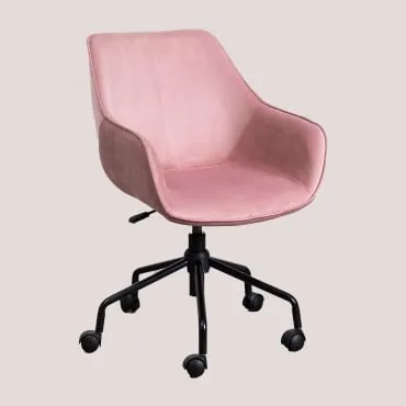 Cadeira De Secretária Em Veludo Lucy Cor-de-rosa - Sklum