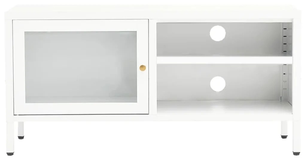Móvel de TV 90x30x44 cm vidro e aço branco
