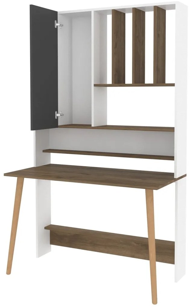 Secretária Wood – Branco/Nogueira – 120x60x196,6 cm