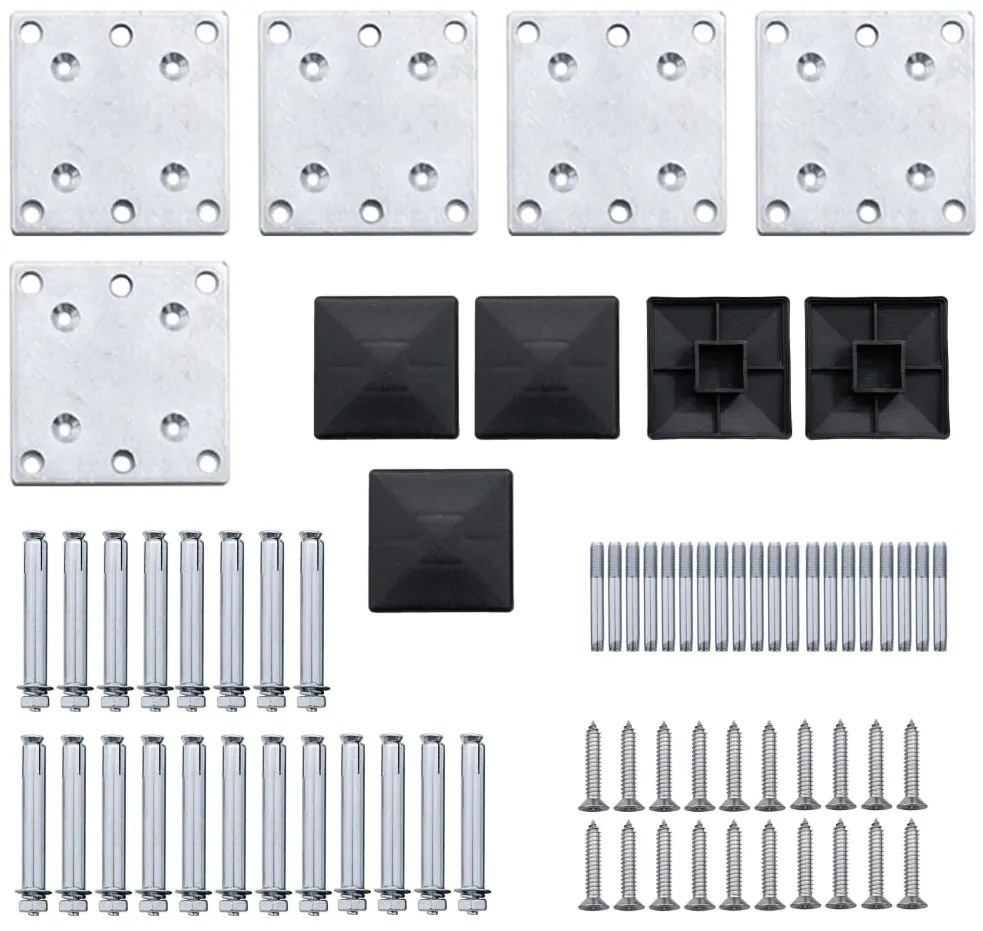 Conjunto de painel de vedação WPC 619x(105-186) cm preto