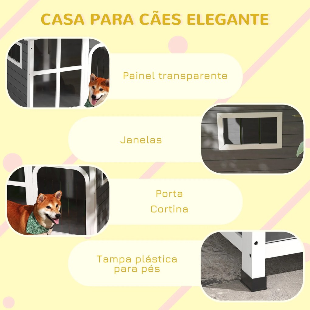 PawHut Casa para Cães de Madeira 101x66,5x70,5cm Casa para Animais de