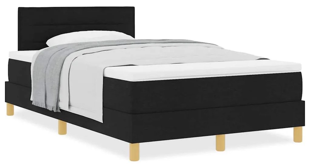 Cama Box Spring com Colchão Preta 120x200 cm Tecido