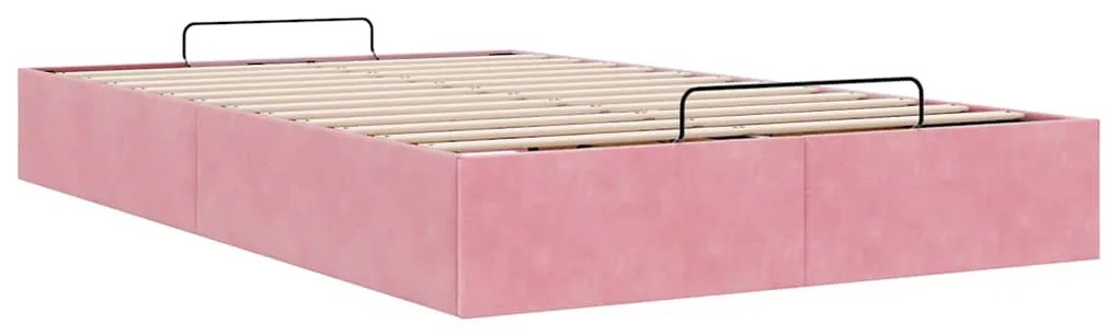 Ottoman Bed Frame No Colchão Rosa 120x190 cm Veludo
