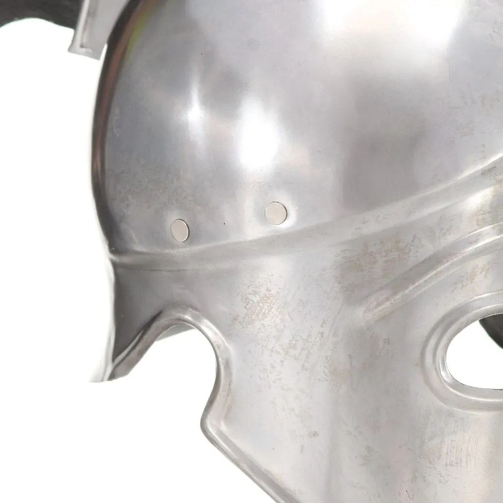 Capacete de soldado grego réplica LARP aço prateado