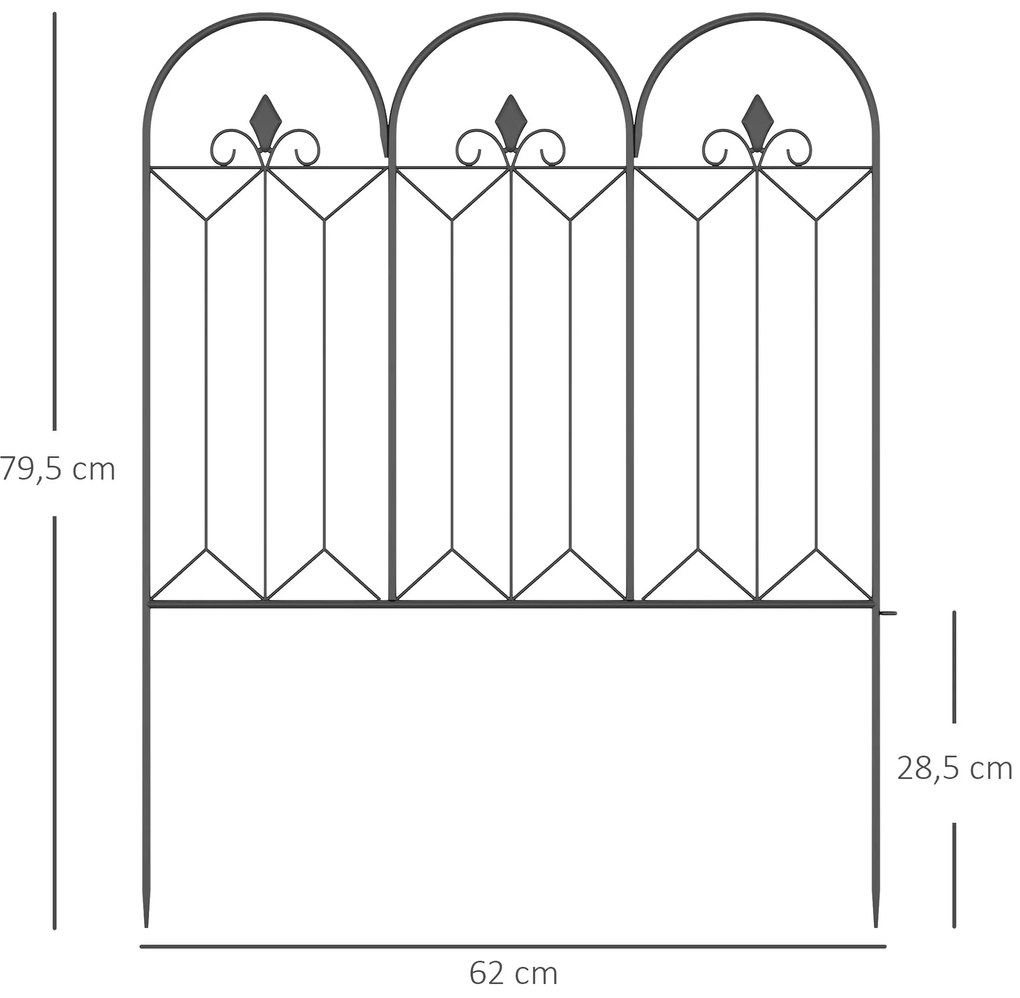 Cercas de Jardim 305x79,5 cm Conjunto de 5 Cercas Decorativas para Jar