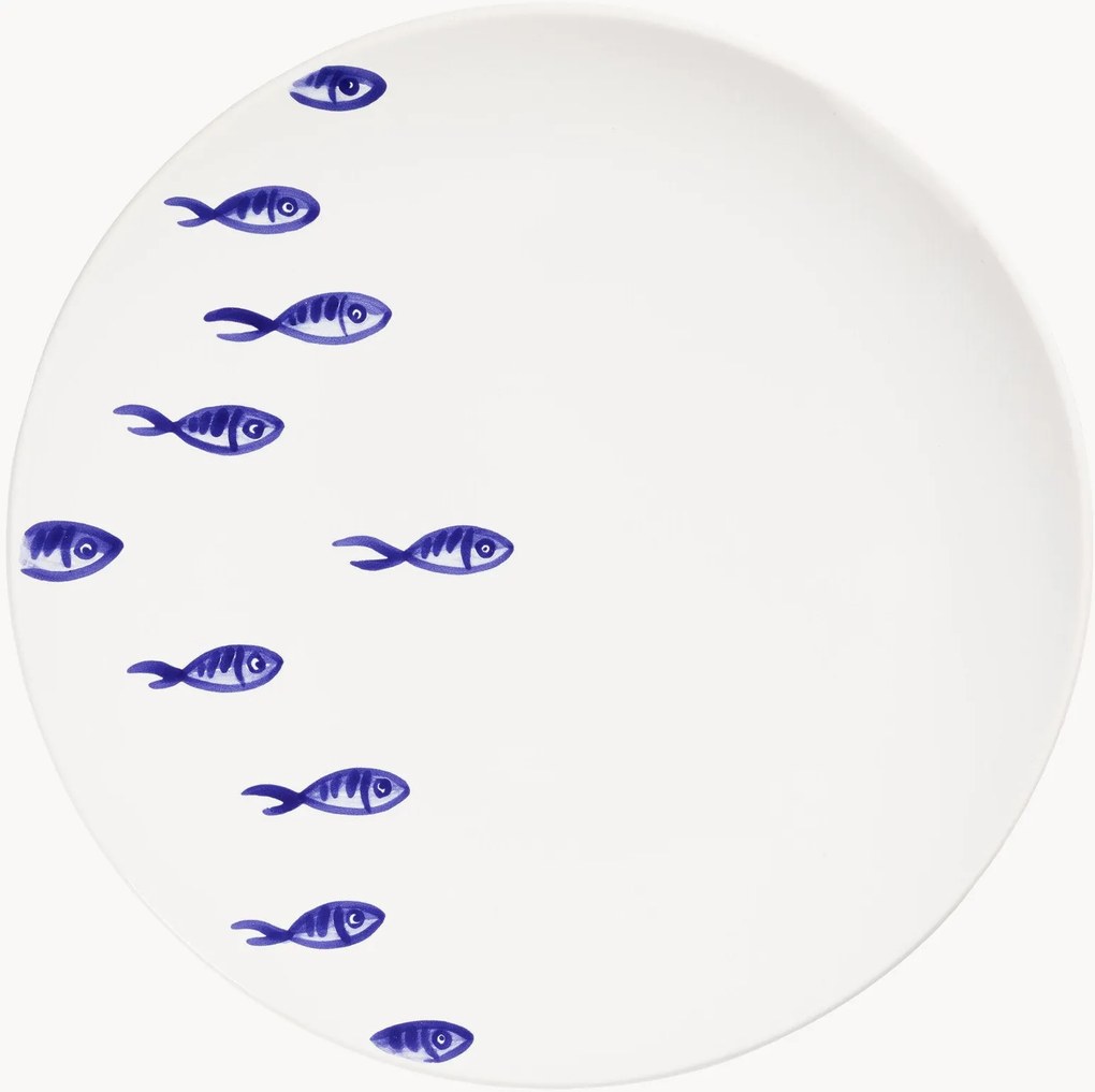 Prato raso artesanal Blauer Fischschwarm