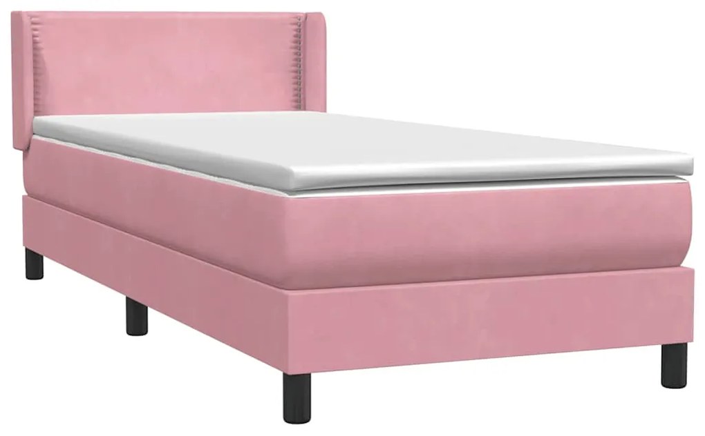 Cama com molas/colchão 80x220 cm veludo rosa