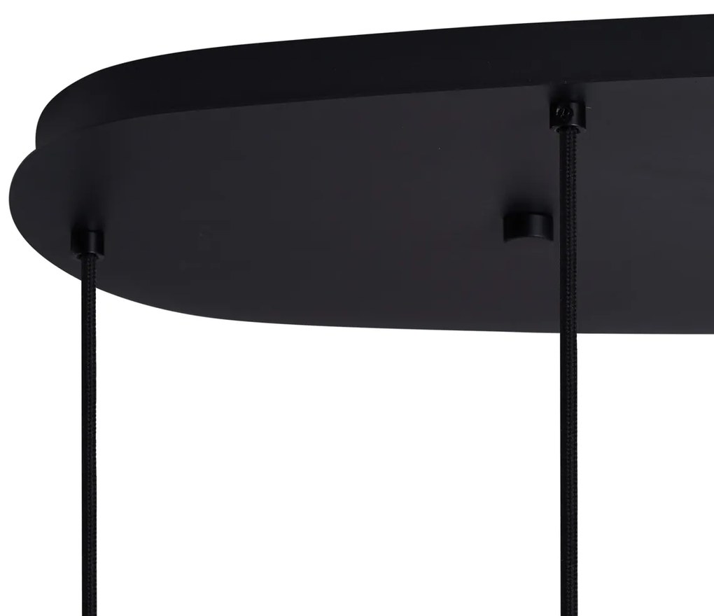 Candeeiro Pendente Moderno Preto com Vidro Fumê 6 Luzes - Duplantis