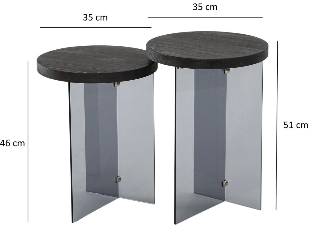 Conjunto de Mesas de Café Serenity – Antracite – 35x51 cm / 35x46 cm