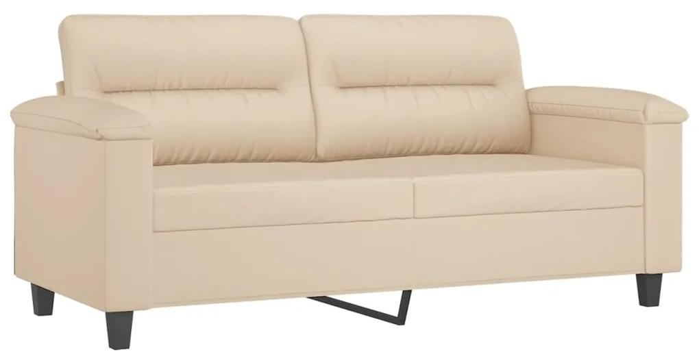 2 pcs conjunto sofás c/ almofadas tecido microfibra cor creme