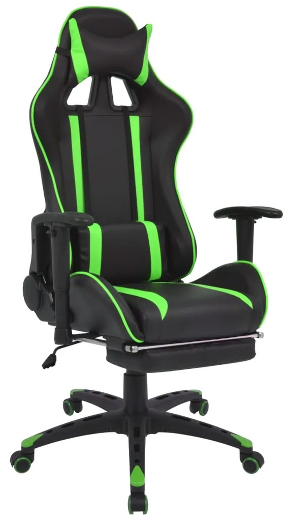 vidaXL Cadeira escritório reclinável estilo corrida c/ apoio pés verde