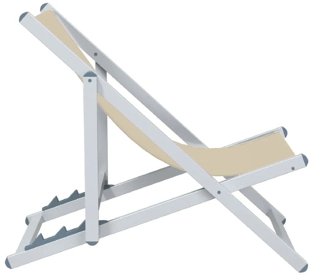 Cadeiras de praia dobráveis 2 pcs alumínio e textilene creme