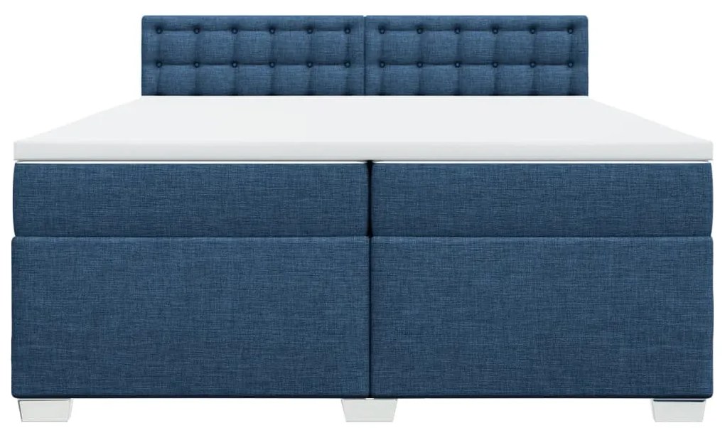 Cama com molas/colchão 200x200 cm tecido azul