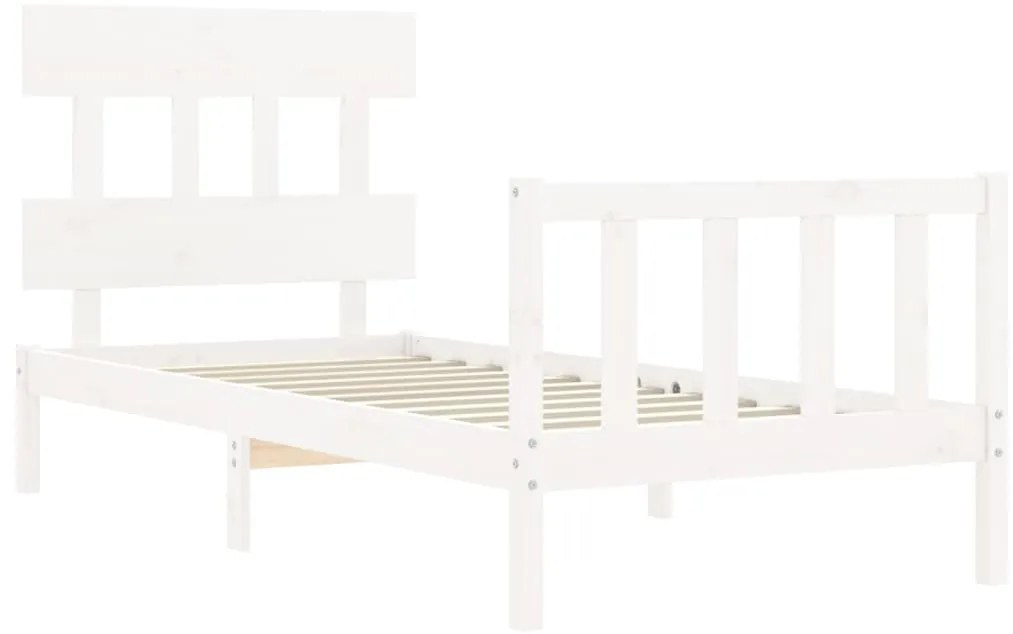 Cama sem colchão 100x200 cm madeira de pinho maciça branco