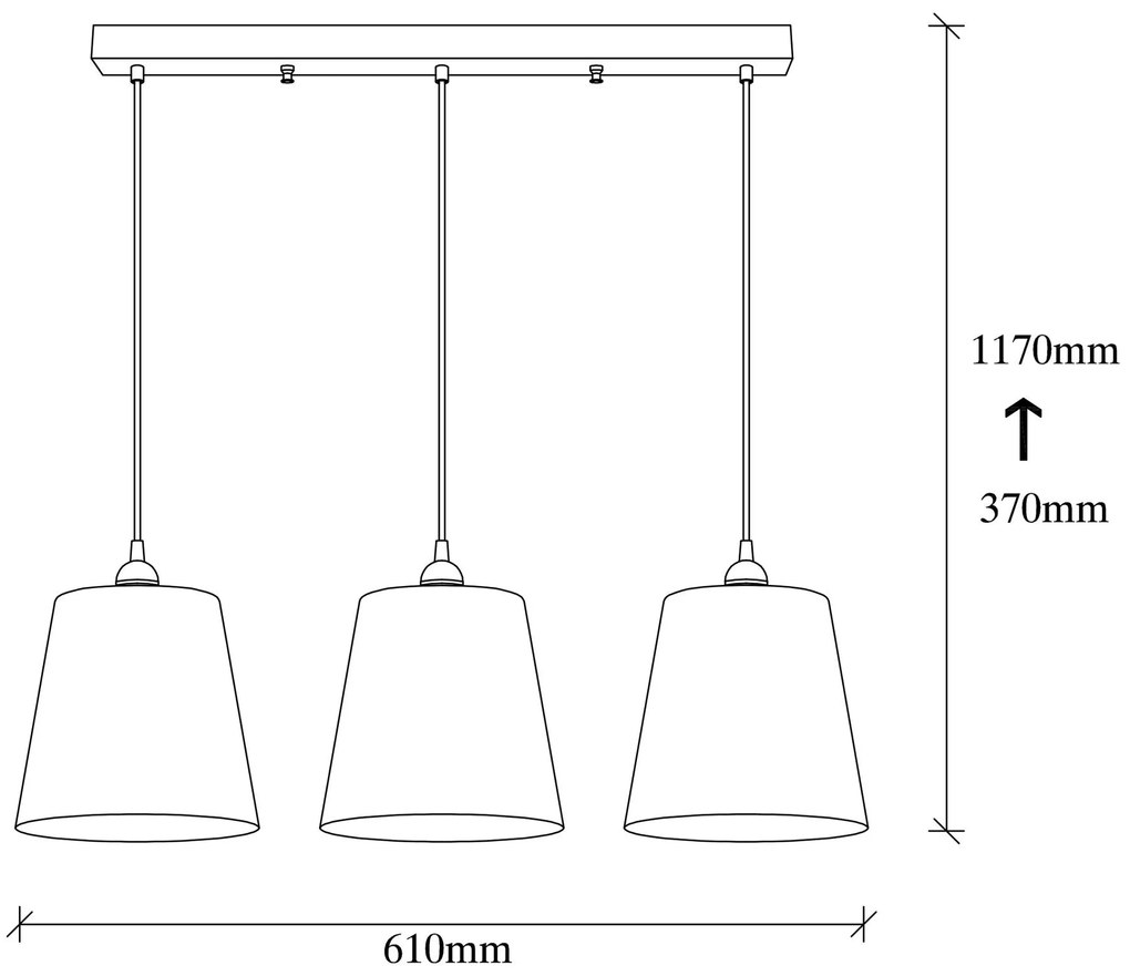 Candeeiro Suspenso Berceste – Preto – 60 x 21 cm