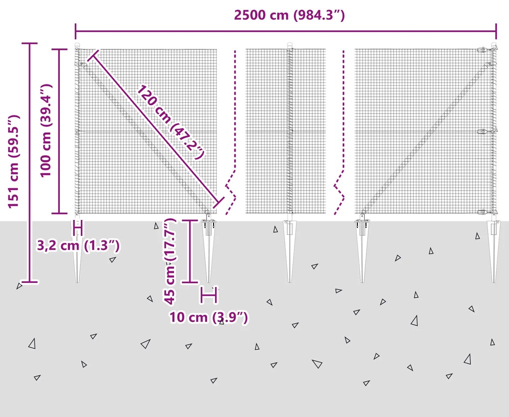 Conjunto de Poste de Cerca Cinza Conjunto de 2 Cinza Aço Médio