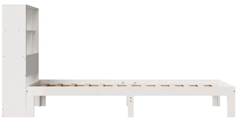 Cama com estante sem colchão 90x200 cm pinho maciço branco