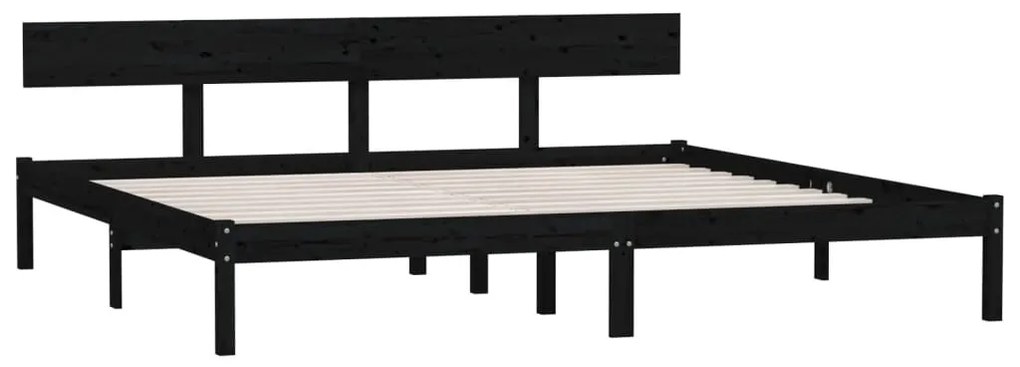 Estrutura de cama super king 180x200 cm pinho maciço preto