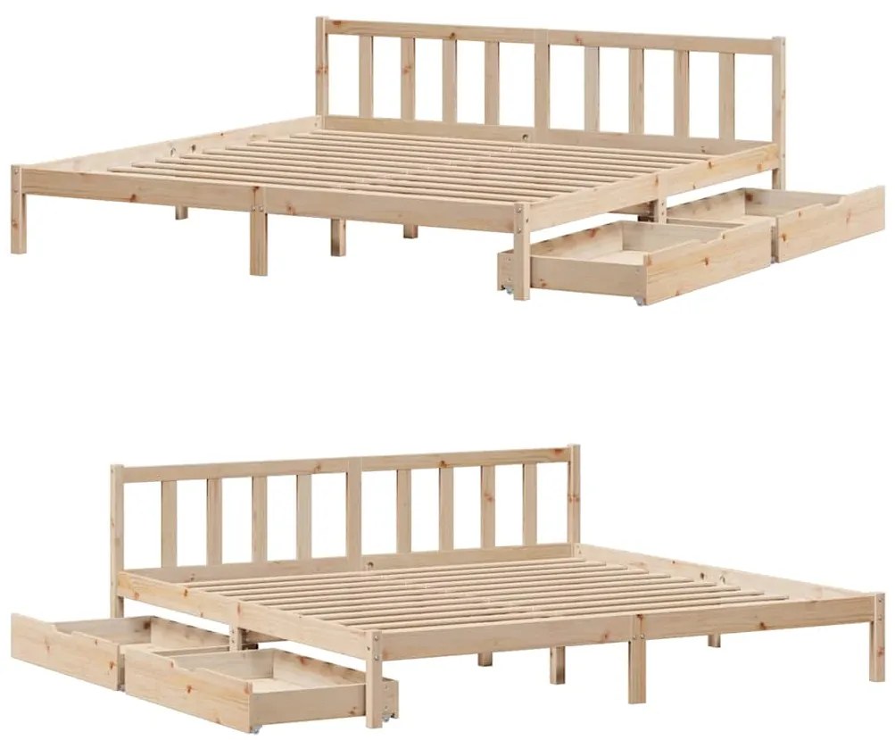 Cama sem colchão 200x200 cm madeira de pinho maciça