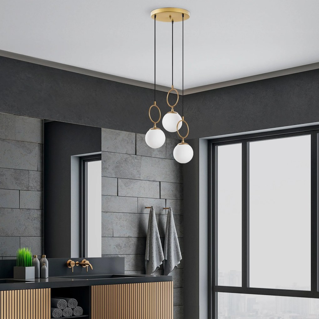 Candeeiro Chandelier Ring – Dourado – 45 cm x 185 cm